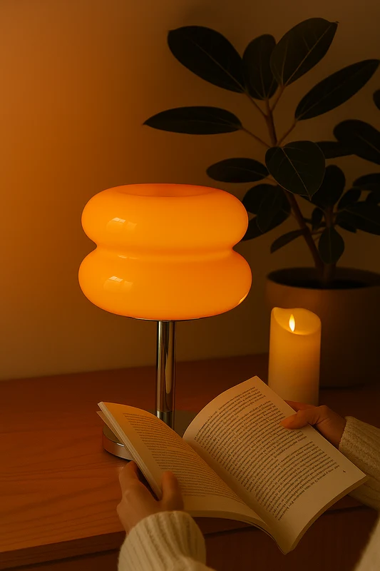 Lampe de Table Champignon en Verre Soufflé
