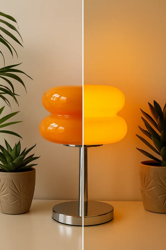 Lampe de Table Champignon en Verre Soufflé