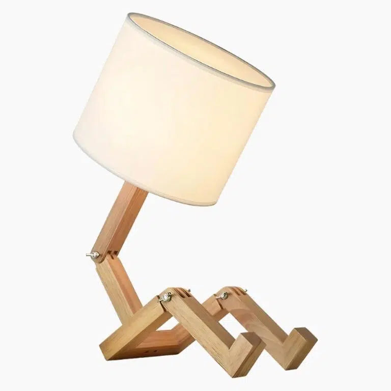 Lampe de Chevet Robot en Bois Articulé