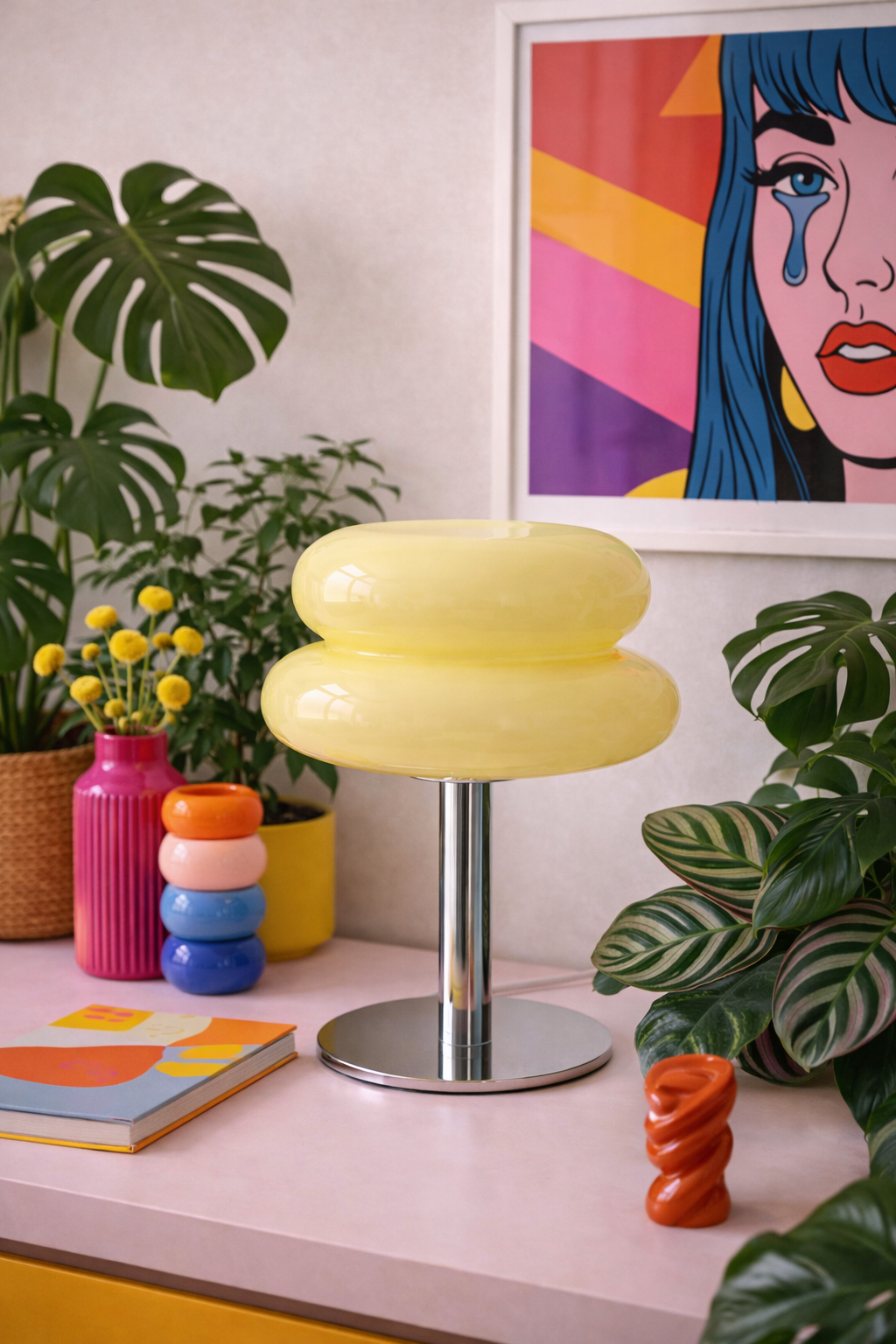 Lampe de Table Champignon en Verre Soufflé