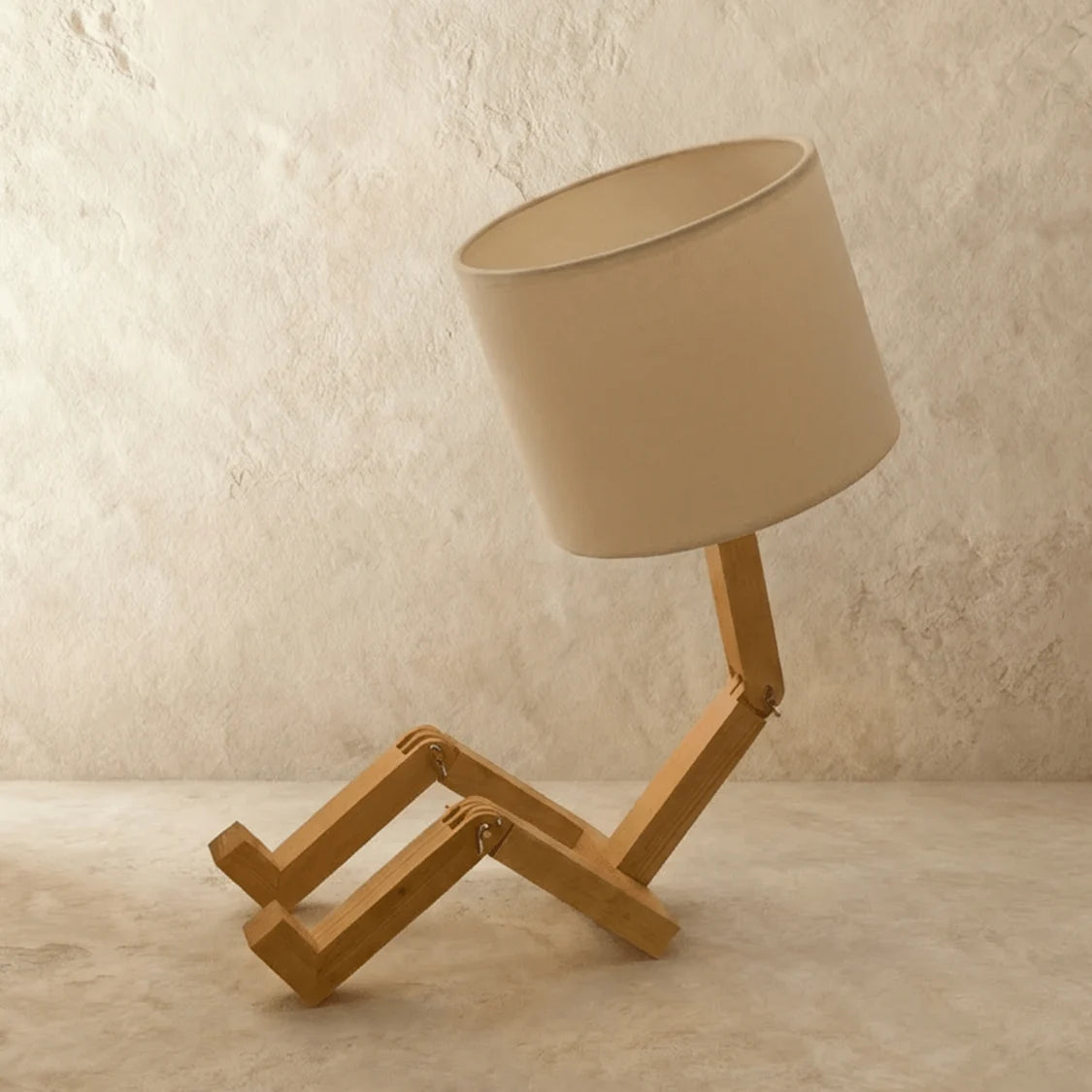 Lampe de Chevet Robot en Bois Articulé
