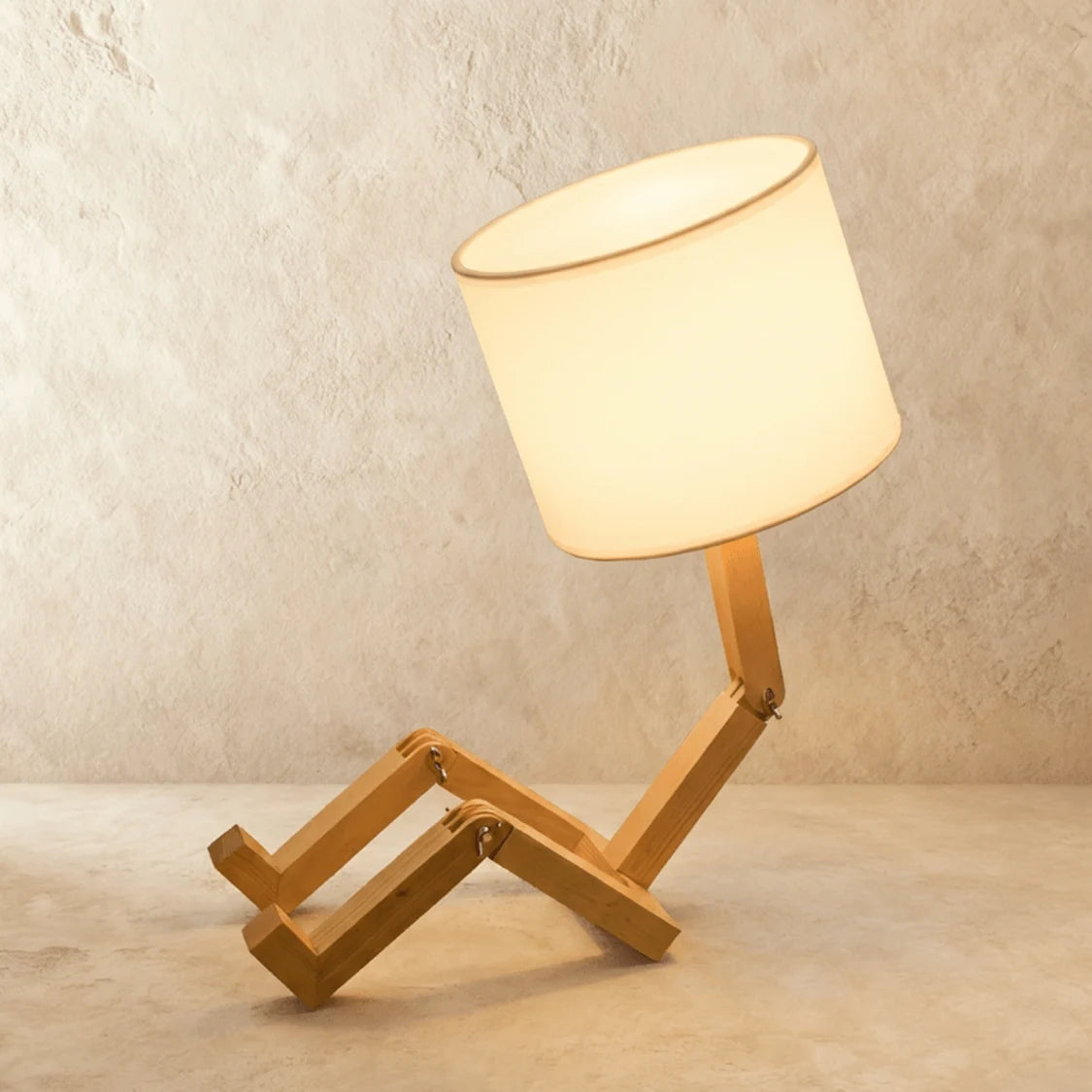 Lampe de Chevet Robot en Bois Articulé
