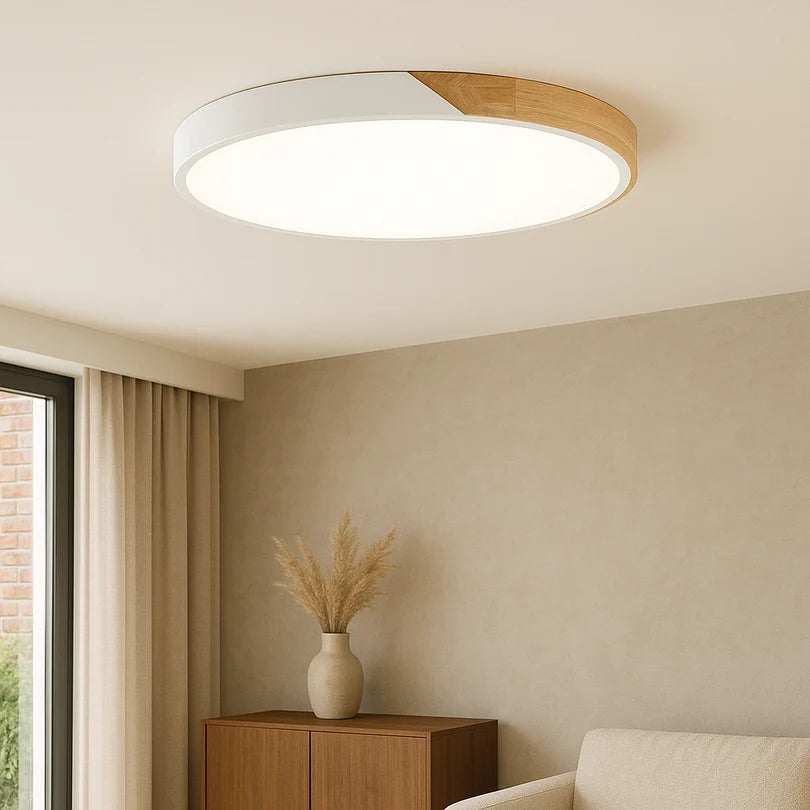 Plafonnier LED Bois & Métal Extra-Plat