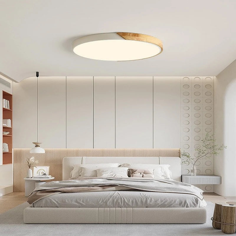 Plafonnier LED Bois & Métal Extra-Plat