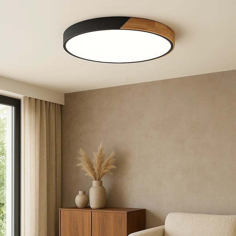 Plafonnier LED Bois & Métal Extra-Plat